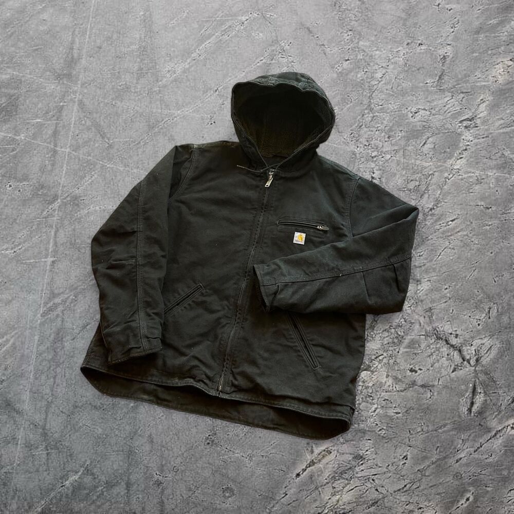 Black Carhartt jacket boxy fit vtg Y2K fur lined workwear banger